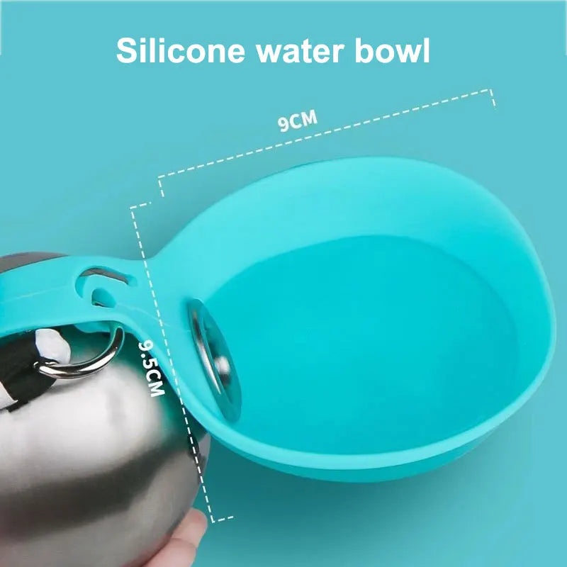 Botella portátil con cuenco de silicona para perros — antifugas
