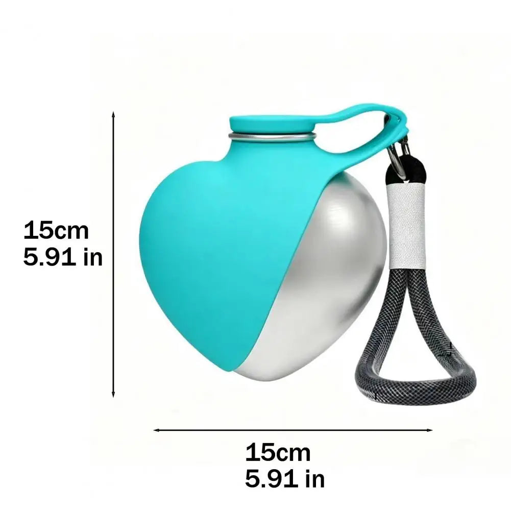 Botella dispensadora de agua para perros con cuenco corazón