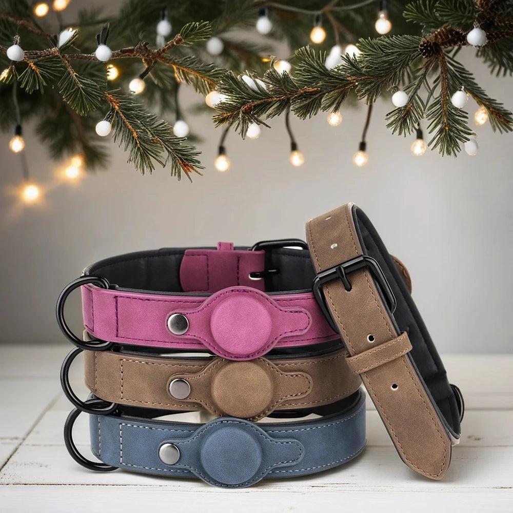 Collar de Cuero Premium Antiperdida (Compatible con Localizador GPS)