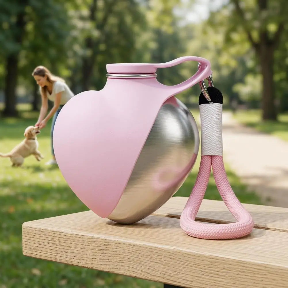 Botella dispensadora de agua para perros con cuenco corazón