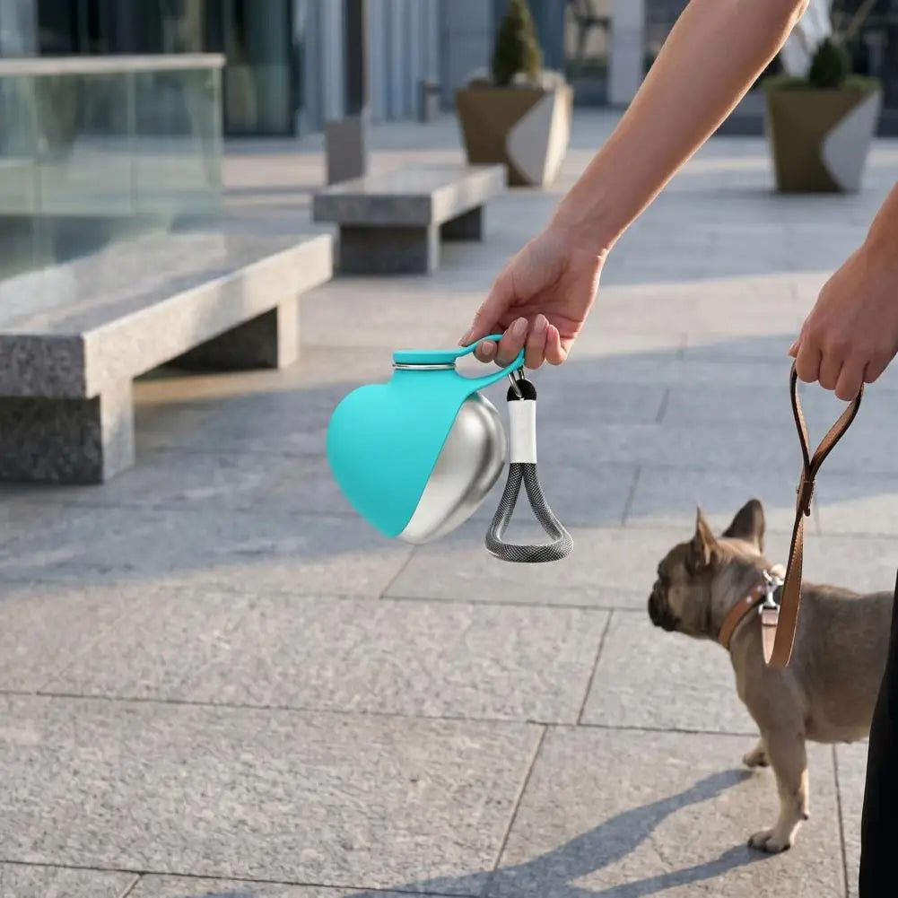 Botella dispensadora de agua para perros con cuenco corazón
