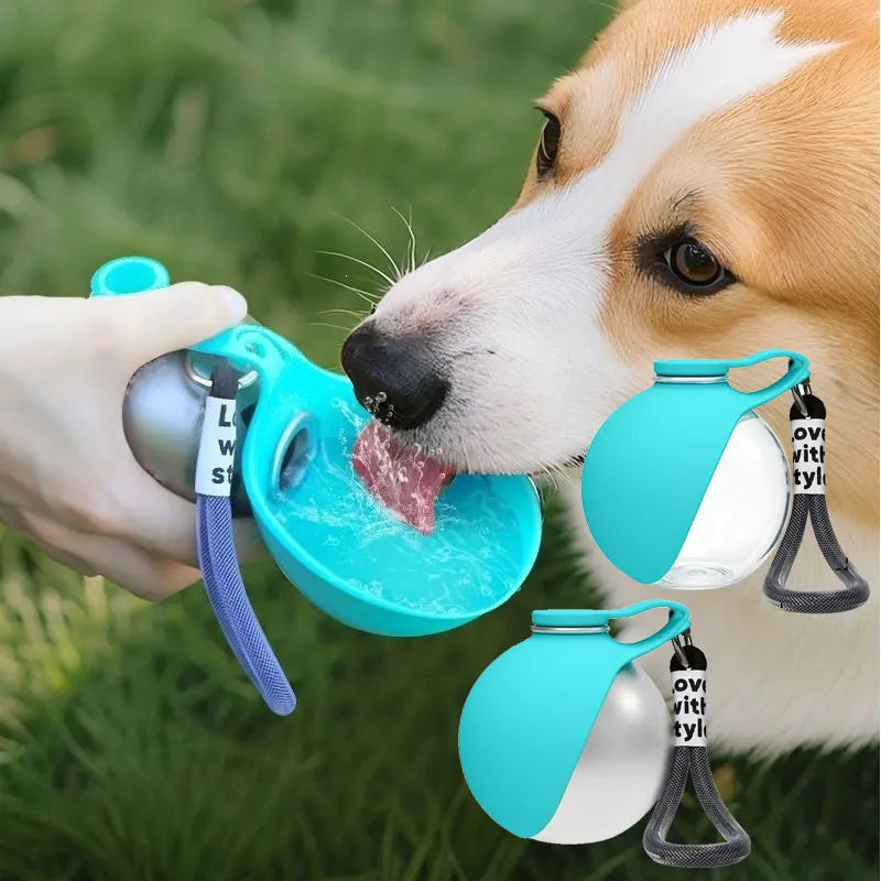 Botella portátil con cuenco de silicona para perros — antifugas