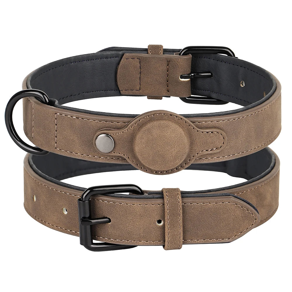 Collar de Cuero Premium Antiperdida (Compatible con Localizador GPS)